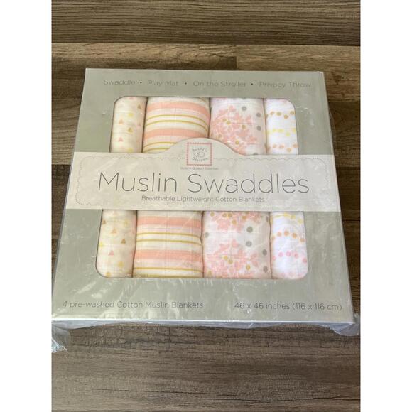 Muslin Swaddle by Swaddle Designs Pack of 4- Pink Blankets Baby Gift (BNIB) - Picture 1 of 6
